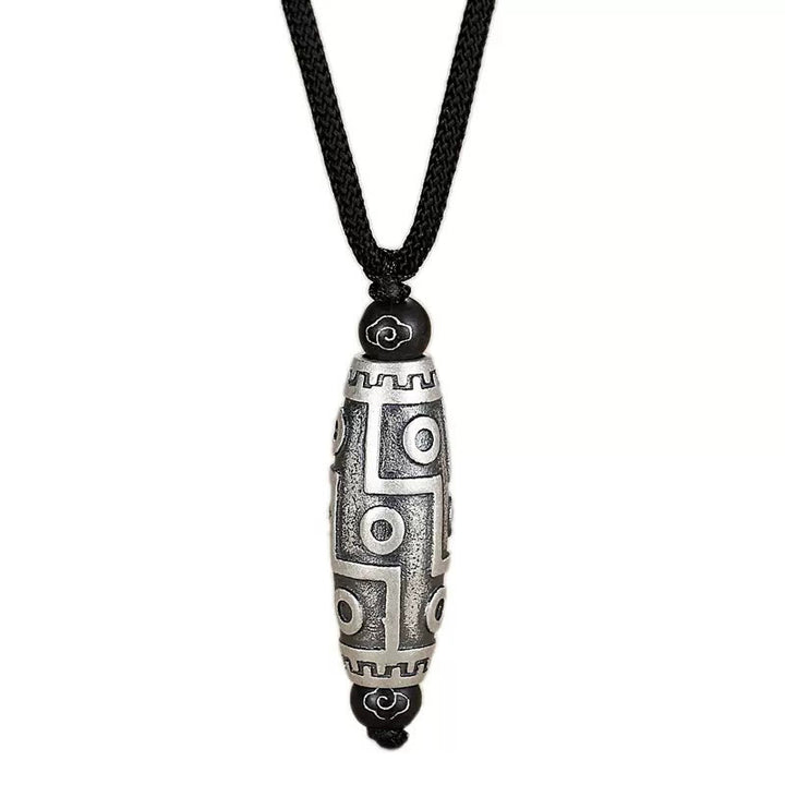 Buddha Stones Tibet Nine-Eye Dzi Bead Pattern Copper Auspicious Clouds Wealth Necklace Pendant - image 6