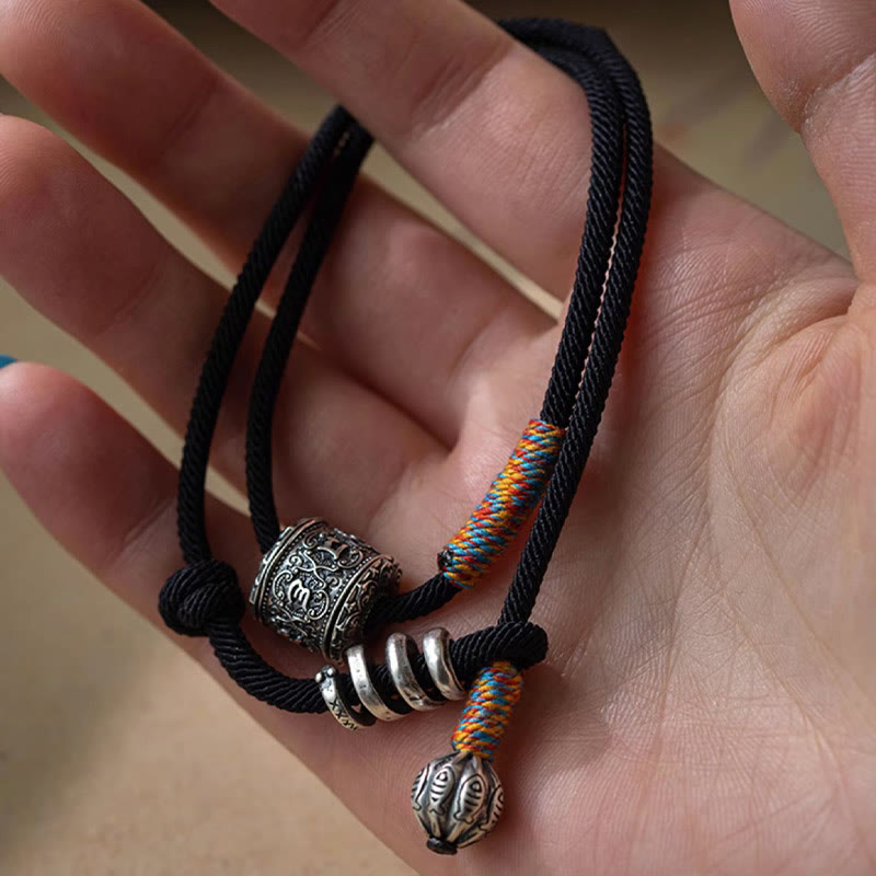 Buddha Stones Tibetan Om Mani Padme Hum Carved Amulet Double Wrap Bracelet - image 9