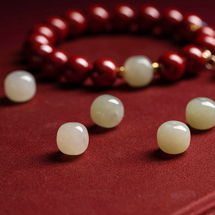Buddha Stones Cinnabar Jade Healing Protection Charm Bracelet - image 9