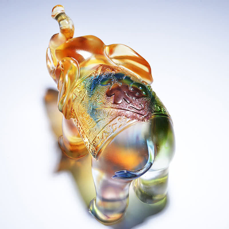 Handmade Liuli Crystal Elephant Art Piece Wisdom Wealth Home Decoration - image 7