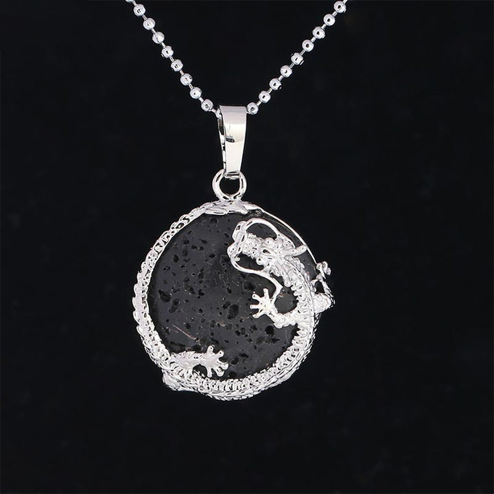 Buddha Stones Chinese Dragon Natural Quartz Crystal Healing Energy Necklace Pendant - Lava Stone - image 10