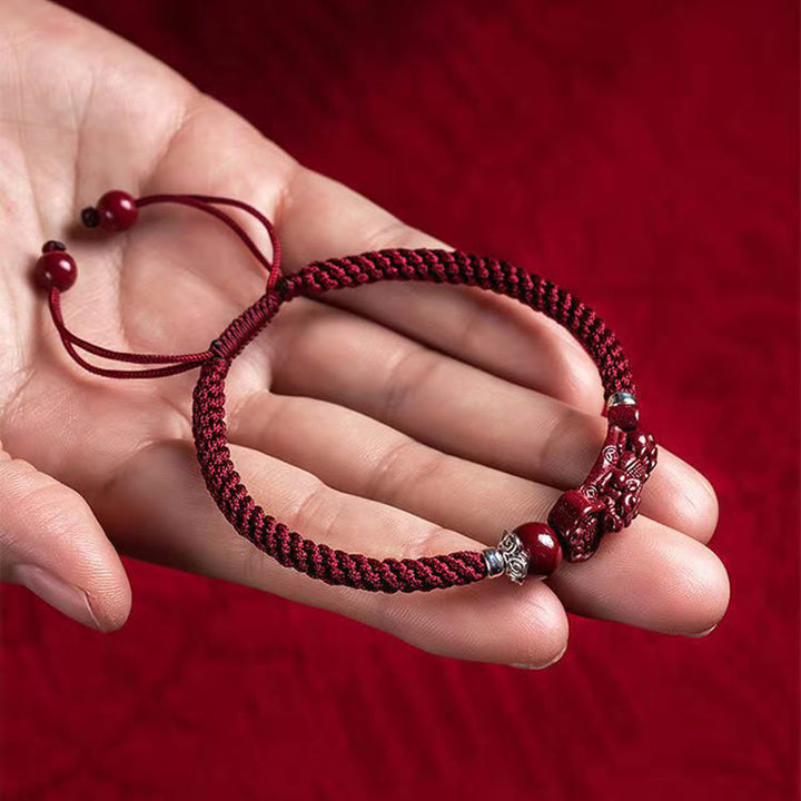 Buddha Stones Handcrafted PiXiu Cinnabar Wealth Luck Braided Bracelet - image 20