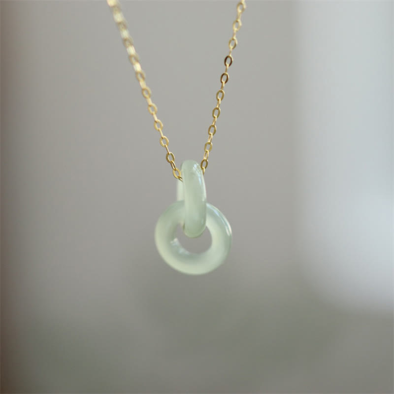 Buddha Stones 925 Sterling Silver Natural Double Peace Buckle Hetain Jade Luck Necklace Pendant - Hetian Jade(Prosperity♥Abundance) - image 0