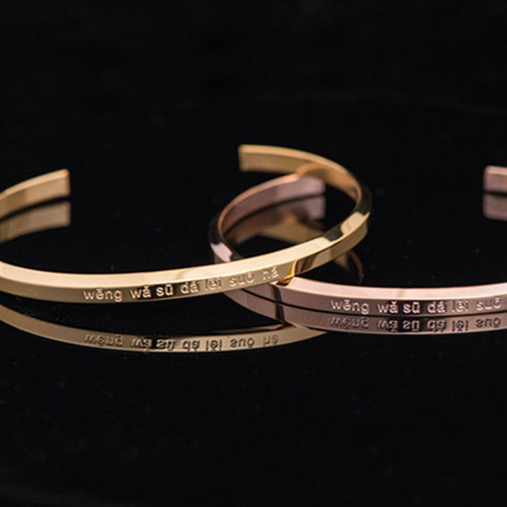 Buddha Stones Six True Words Engraving Titanium Steel Blessing Protection Bracelet - image 1