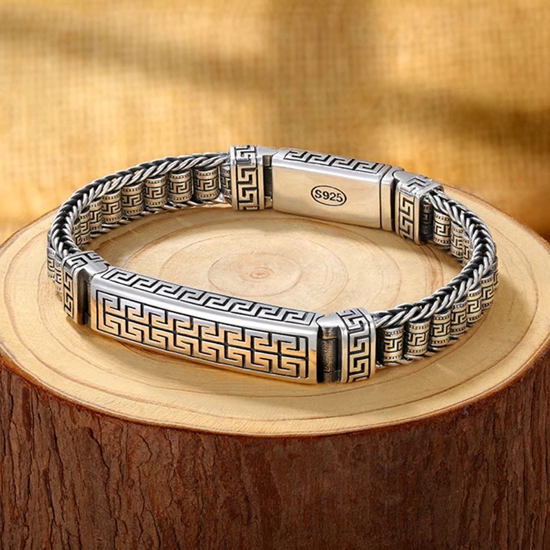 Buddha Stones Vintage Lines Pattern Balance Rotatable Bracelet - 22cm - image 0