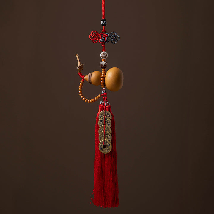 Buddha Stones Feng Shui Coins Gourd Chinese Knot Lucky Coins Five Emperor Money Wealth Tassels Decoration - Crimson - image 18