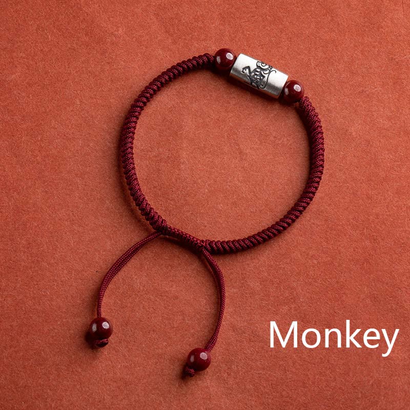 Buddha Stones 925 Sterling Silver 12 Chinese Zodiac Cinnabar String Bracelet - Monkey(Wrist Circumference 14-18cm) - image 21
