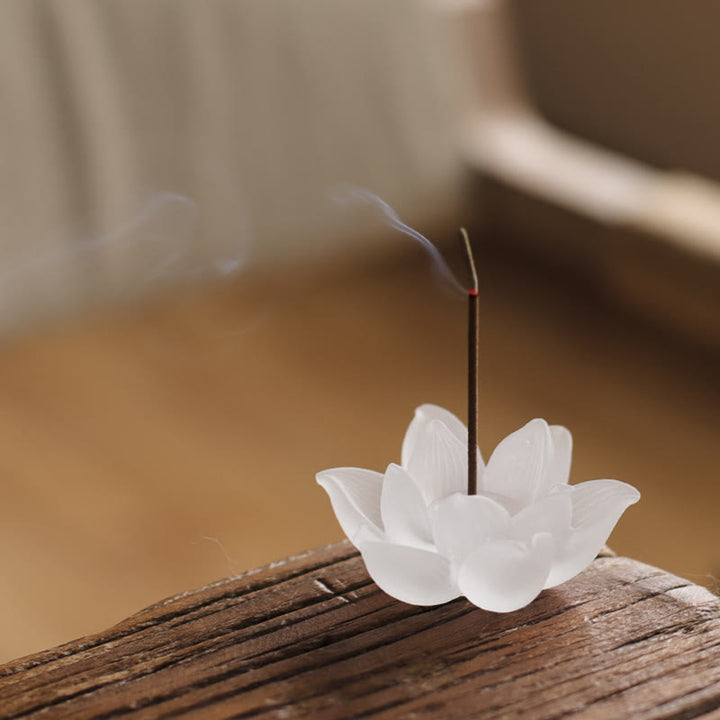 Buddha Stones Mini Lotus Liuli Crystal Healing Meditation Stick Incense Burner - image 1