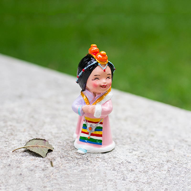 Buddha Stones Hand Painted Tibetan Figures Creative Home Office Car Decoration Ornament - 11cm Tibetan Girl - image 0