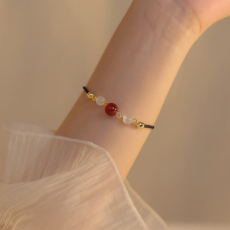 Buddha Stones Red Agate Cat Eye Braided String Confidence Bracelet - Red Agate&Black String(Bracelet Size 15+5cm) - image 5