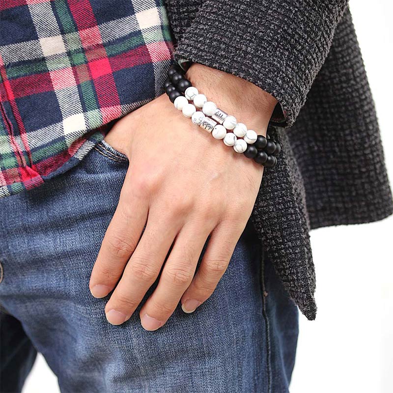 Buddha Stones 12 Constellations of the Zodiac Natural Frosted Stone White Turquoise Bead Fortune Bracelet - image 4