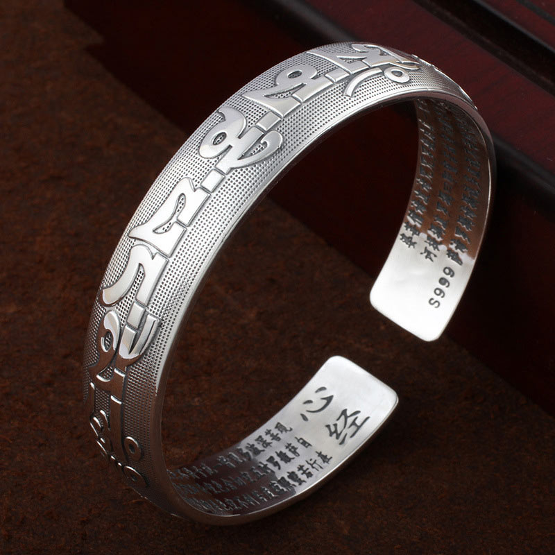 Buddha Stones Tibetan Sanskrit White Copper Meditation Prayer Bracelet Bangle - image 0