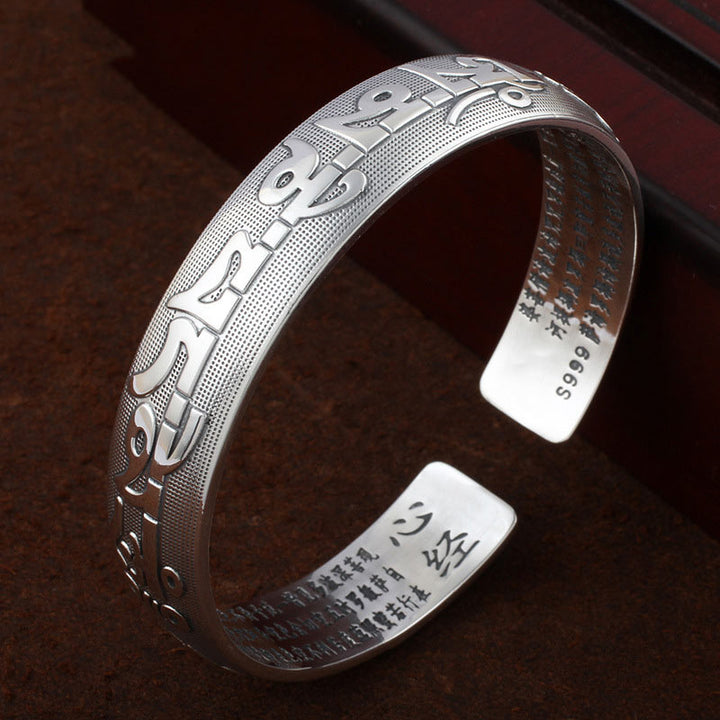 Buddha Stones Tibetan Sanskrit White Copper Meditation Prayer Bracelet Bangle - image 0
