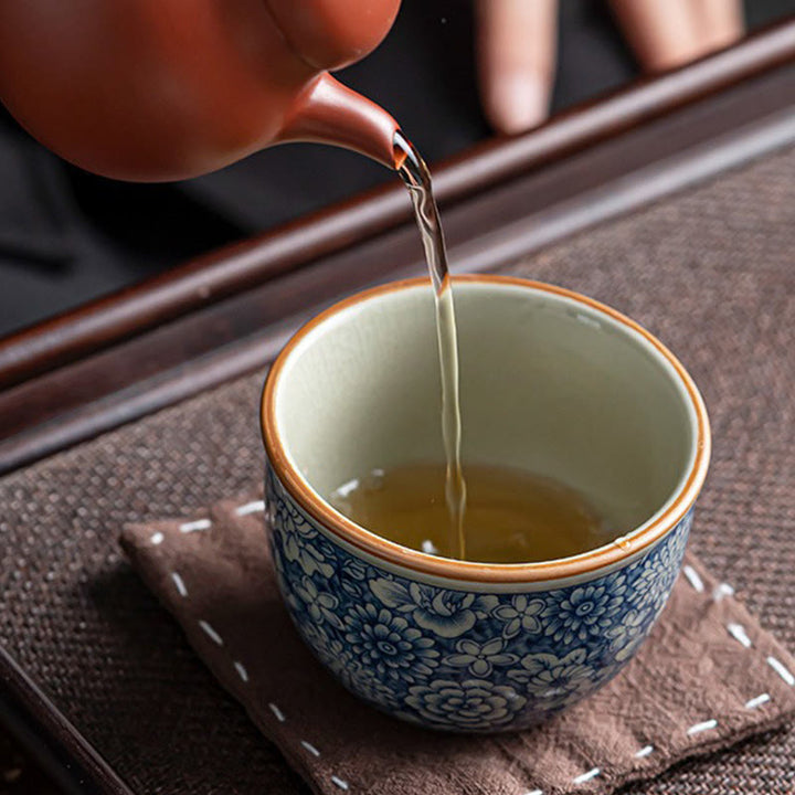 Buddha Stones Blue Lotus Peach Blossom Chrysanthemum Design Ceramic Teacup Kung Fu Tea Cups - image 3