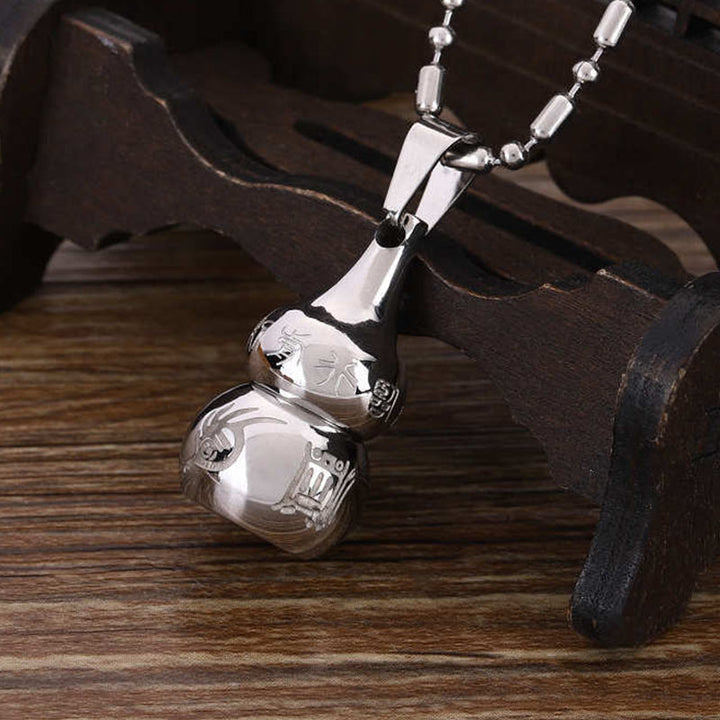 Buddha Stones Tibetan Yin Yang Symbol Gourd Harmony Titanium Steel Necklace Pendant - Silver Size&Chain - image 6