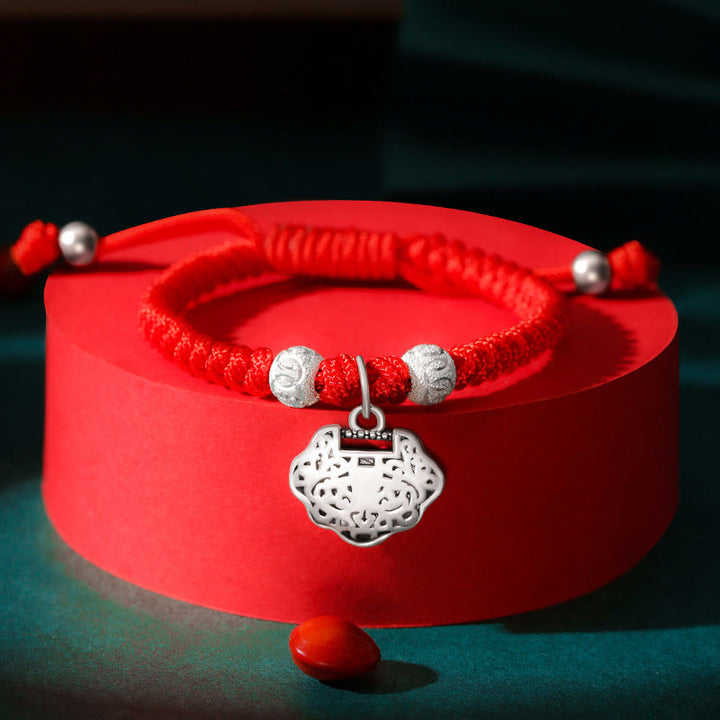 Buddha Stones 925 Sterling Silver Chinese Lock Charm Multicolored Red String Protection Handmade Braided Kids Bracelet - Red Rope(Bracelet Size 12+4cm) - Chinese Lock Charm - image 14