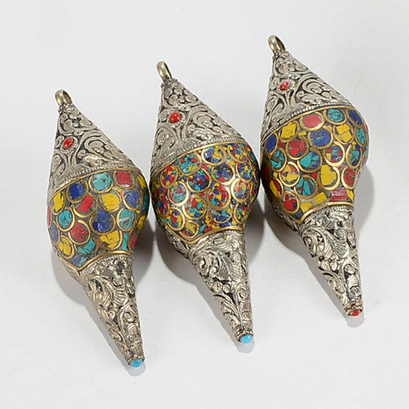 Tibetan Handmade Natural Shankha Colorful Conch Shell Seashell Wealth Home Decoration - image 5