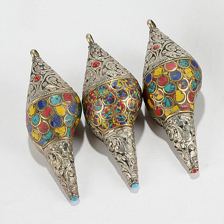 Tibetan Handmade Natural Shankha Colorful Conch Shell Seashell Wealth Home Decoration - image 5