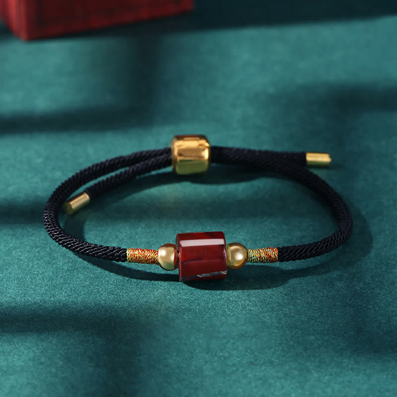 Buddha Stones Tibet Handmade Green Aventurine Red Stone Malachite Luck Protection Braided Rope Bracelet - Red Stone - Black(Wrist Circumference 14-20cm) - image 15