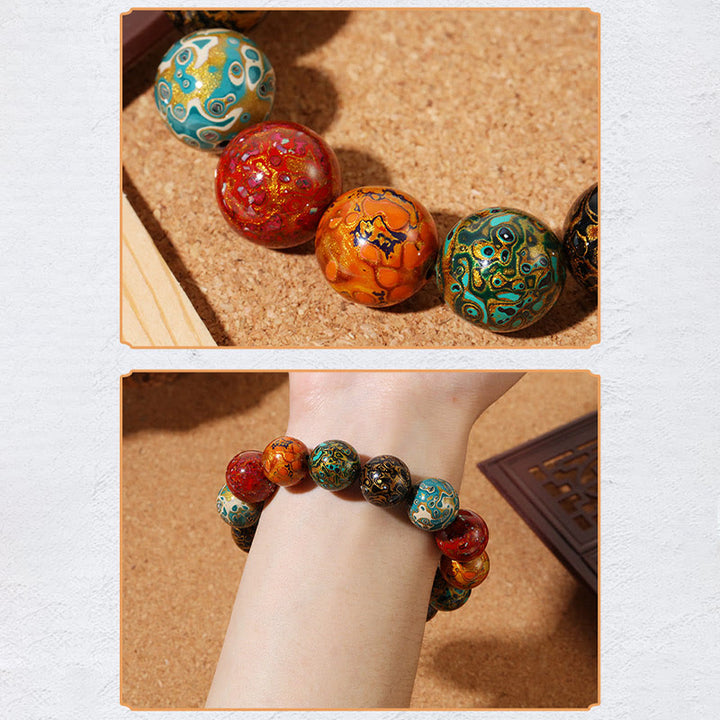 Buddha Stones Natural Multicolored Lacquer Beads Calm Bracelet - image 7