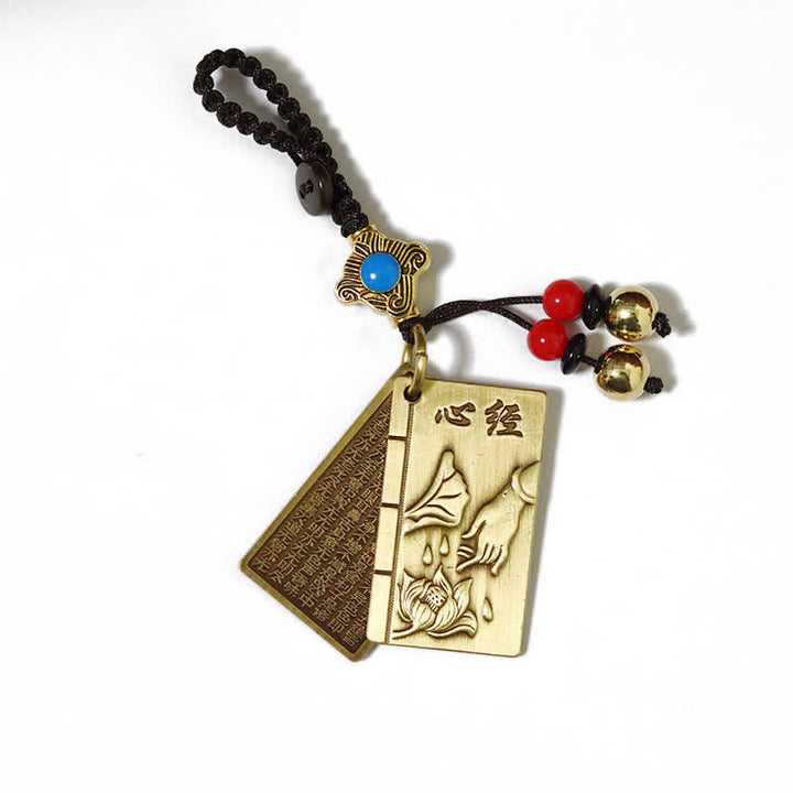 Feng Shui Yin Yang Bagua Wenchang Pen Pagoda Prayer Wheel Keychain - Double-page Heart Sutra - image 13