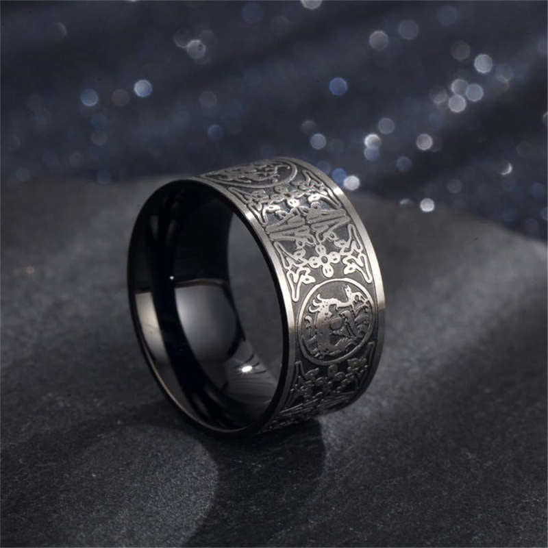 Buddha Stones Four Guardian Beast Dragon White Tiger Suzaku Basalt Carved Success Luck Ring - image 3