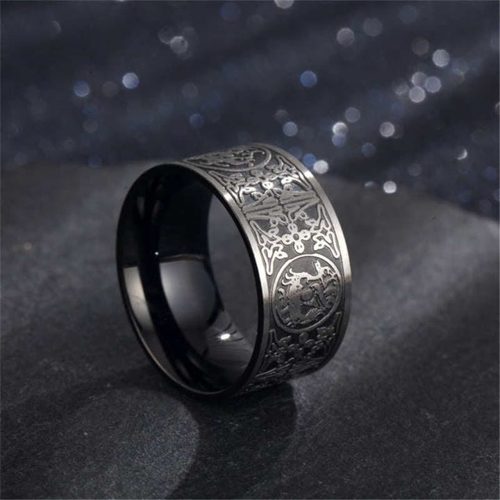 Buddha Stones Four Guardian Beast Dragon White Tiger Suzaku Basalt Carved Success Luck Ring - image 3