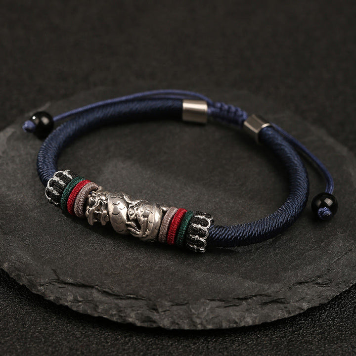 Buddha Stones Handmade 925 Sterling Silver Year Of The Dragon Auspicious Dragon Luck Rope Bracelet - image 3