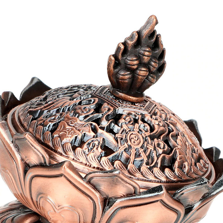 Buddha Stones Tibetan Lotus Shaped Purify Incense Burner - image 7