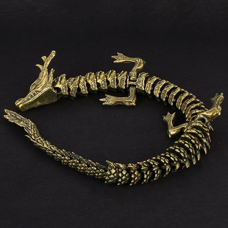 Brass Copper Dragon Wealth Luck Protection Statue Figurine Home Decoration - image 4