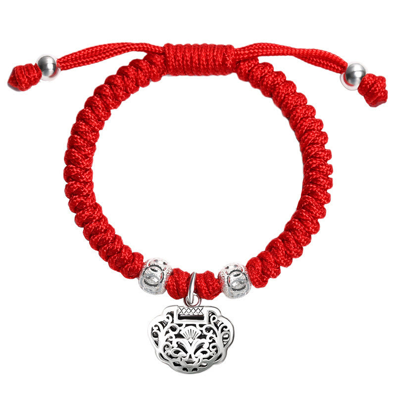 Buddha Stones 925 Sterling Silver Chinese Lock Charm Multicolored Red String Protection Handmade Braided Kids Bracelet - image 13
