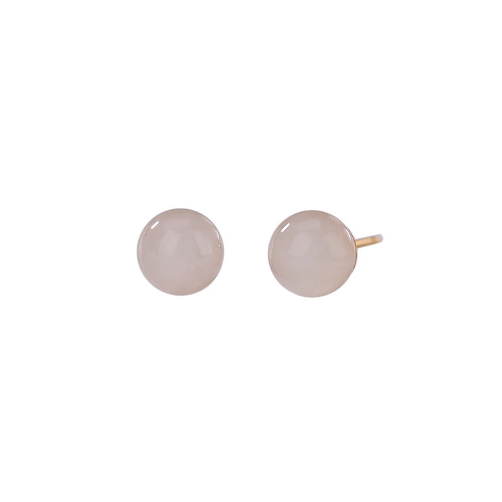 Buddha Stones 925 Sterling Silver Round White Jade Blessing Stud Earrings - image 12