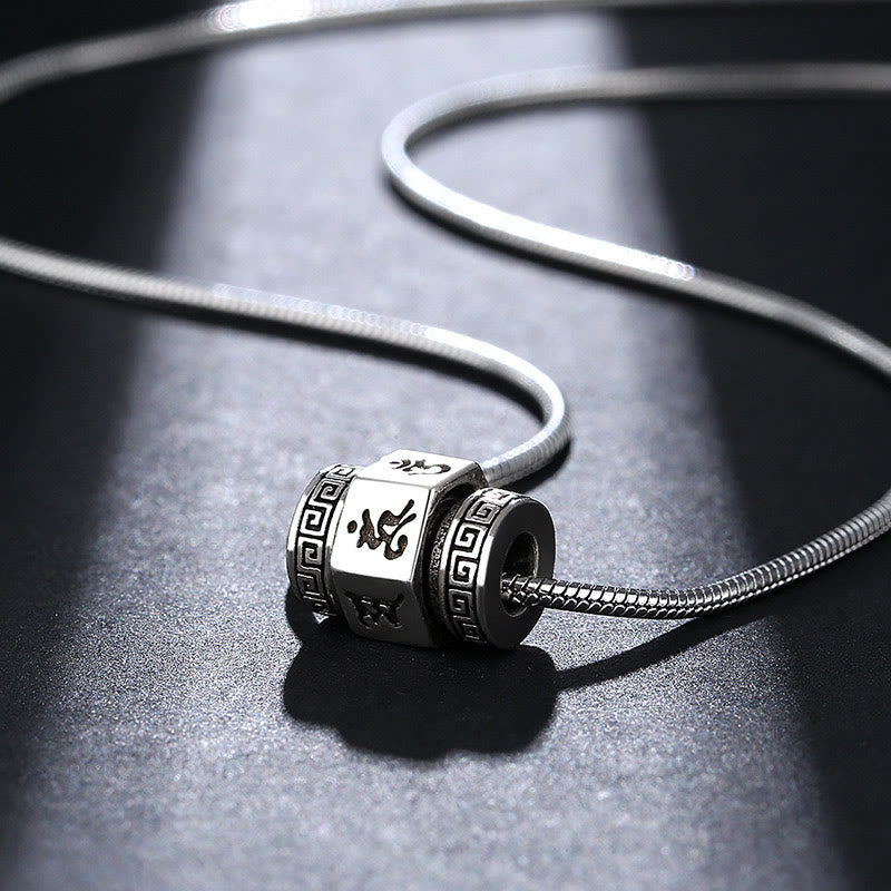 Buddha Stones Tibetan Om Mani Padme Hum Peace Necklace Rotatable Pendant - image 1