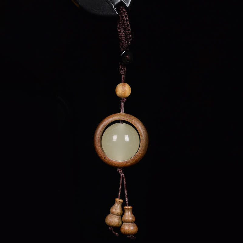 Buddha Stones Red Sandalwood Ebony Wood Green Sandalwood Luminous Lucky Bead Gourd Peace Key Chain - Green Sandalwood(Cure♥Positive) - image 14
