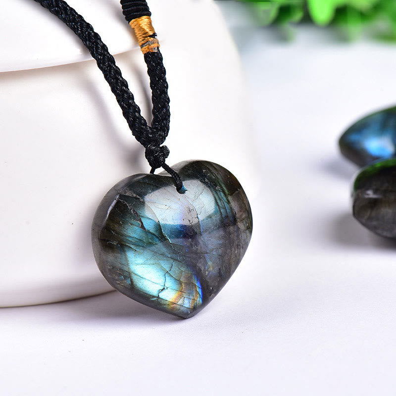 Buddha Stones Labradorite Love Heart Support Necklace Pendant - image 0