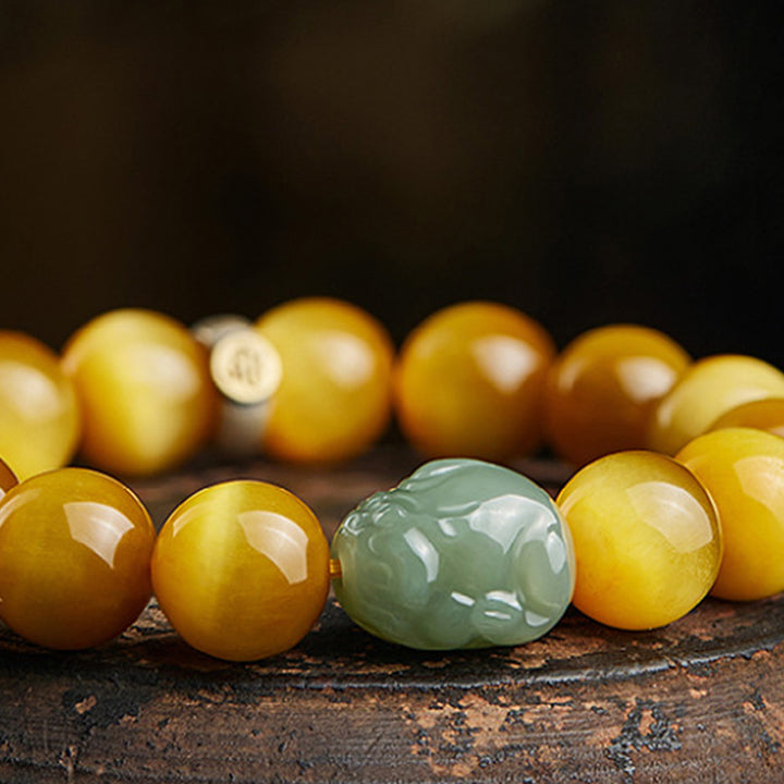 Chinese Zodiac Natal Buddha Tiger Eye Pixiu Jade Protection Bracelet - image 5
