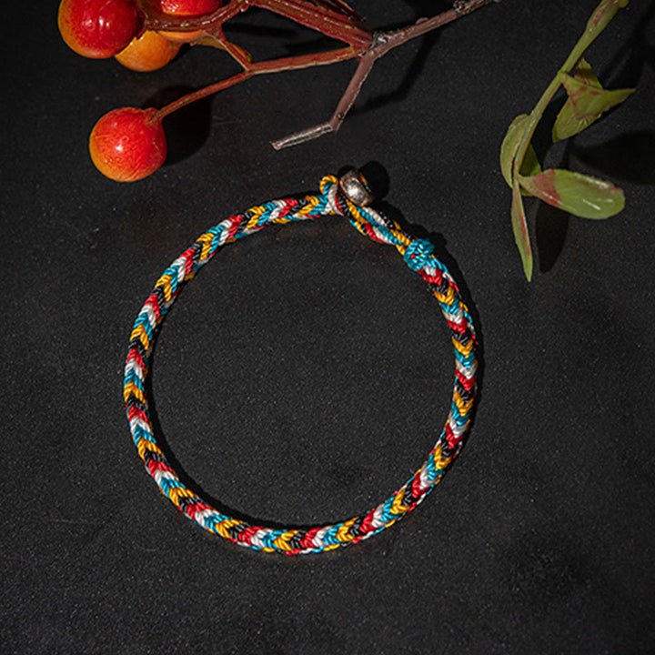 Buddha Stones Tibet Handmade Five Color Thread Protection Braid String Bracelet - image 2