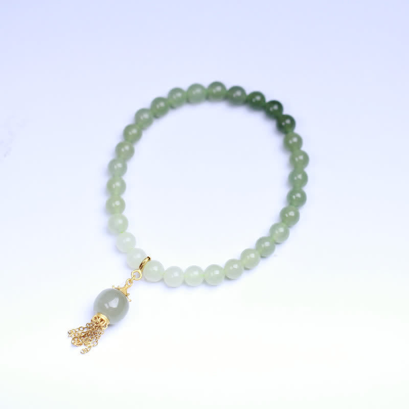 Buddha Stones 925 Sterling Silver Hetian Jade Beaded Wealth Charm Bracelet - image 7