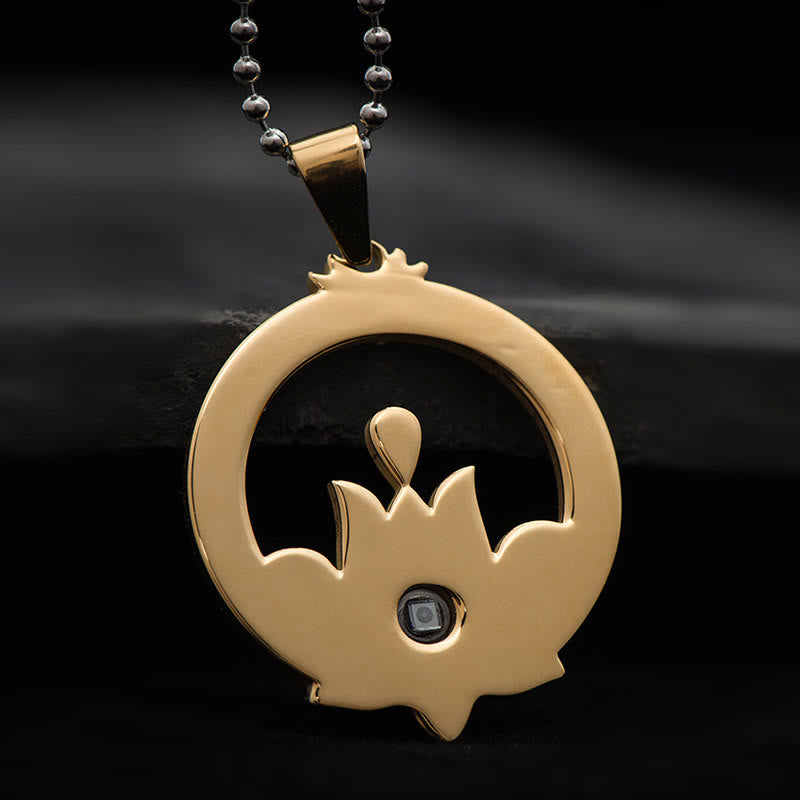 Buddha Stones Lotus Titanium Steel Enlightenment Projection Shurangama Mantra Necklace Pendant - image 3