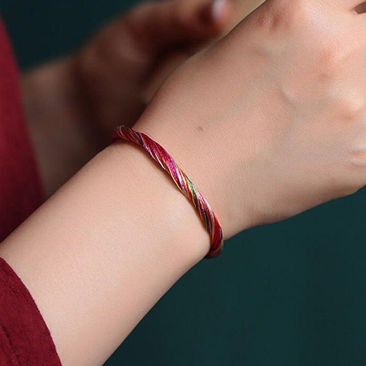 Buddha Stones Tibetan Handmade Five Colorful Thread Dragon Boat Festival Protection Adult Child String Bracelet - image 2