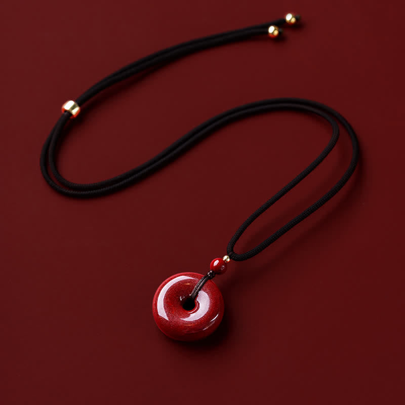 Buddha Stones Cinnabar Peace Buckle Calm Blessing Necklace Pendant - image 3