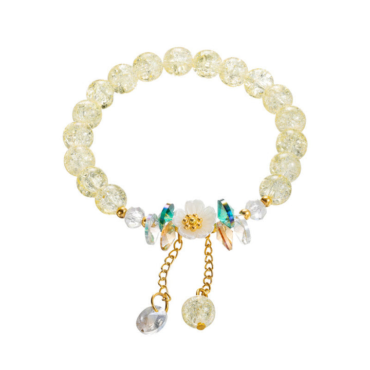 Buddha Stones Simple Design Flower Charm Glass Bead Bracelet - Yellow - image 19