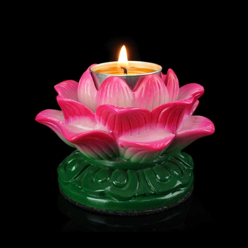 Buddha Stones Meditation Prayer Altar Lotus Flower Candle Holder Buddhist Temple Rituals Use Items - image 0
