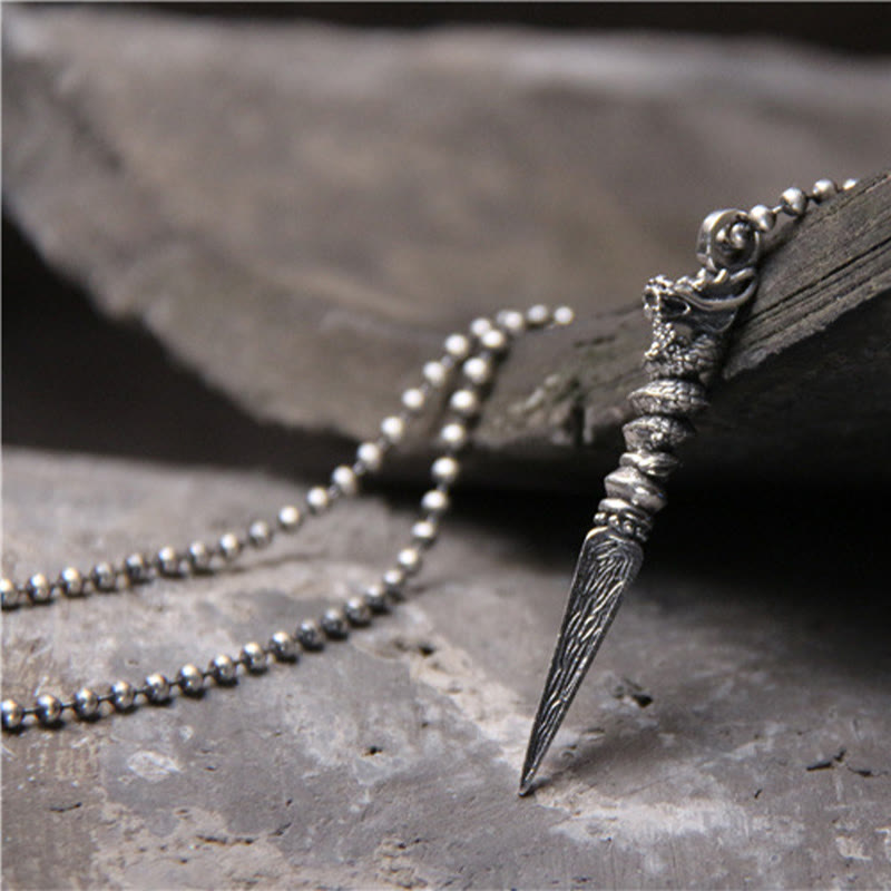 Buddha Stones 925 Sterling Silver Year of the Dragon Design Dorje Vajra Protection Necklace Pendant - image 3