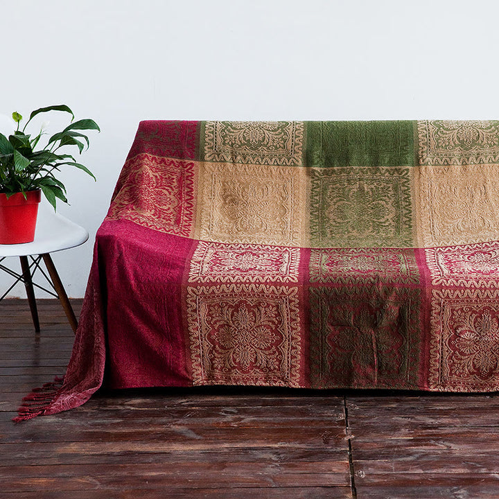 Buddha Stones Tibetan Multicolored Flower Pattern Hand-Dyed Blanket - 220*260cm - image 0