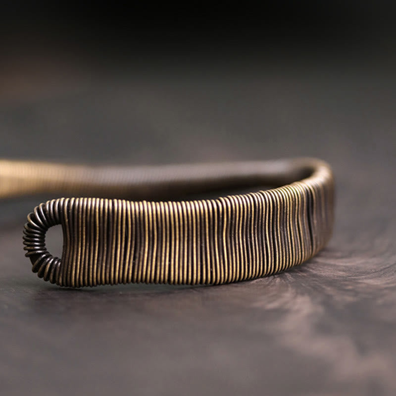 Buddha Stones Simple Design Wrapped Copper Luck Wealth Adjustable Cuff Bracelet - image 7