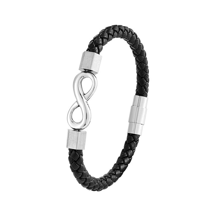 Buddha Stones Endless Knot Titanium Steel Infinity Leather Weave Balance Bracelet - image 14
