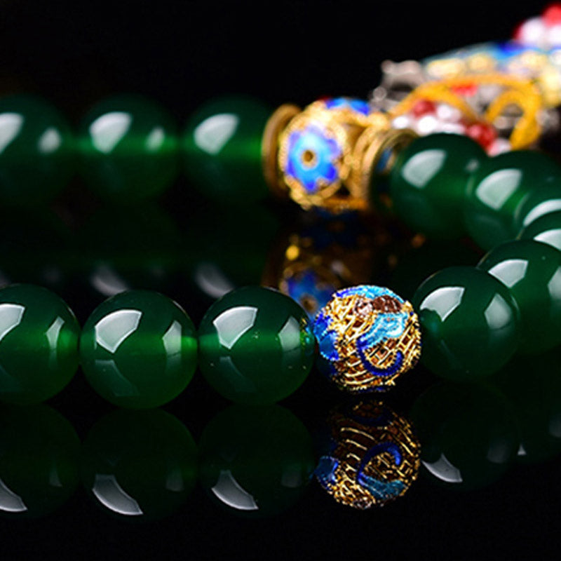 Buddha Stones Natural Green Agate Wrist Mala Success Charm Pocket Mala Car Decoration - image 7