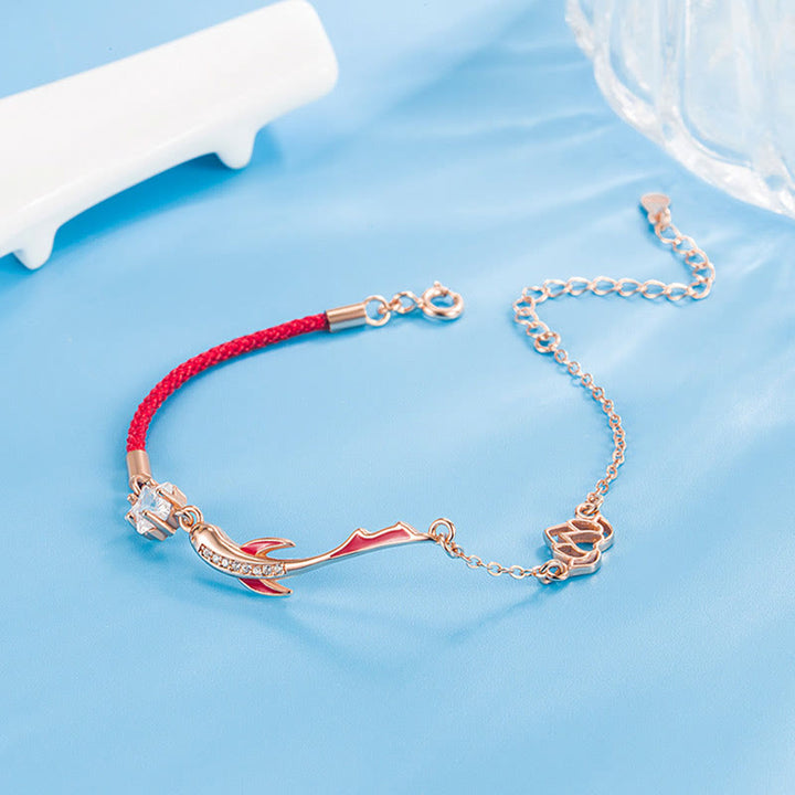 Buddha Stones 925 Sterling Silver Luck Koi Fish Lotus Star Braided Red String Bracelet - image 10