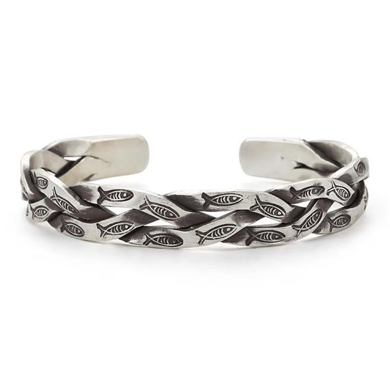 Buddha Stones Koi Fish Twisted Design Luck Wealth Cuff Bracelet Bangle - image 3